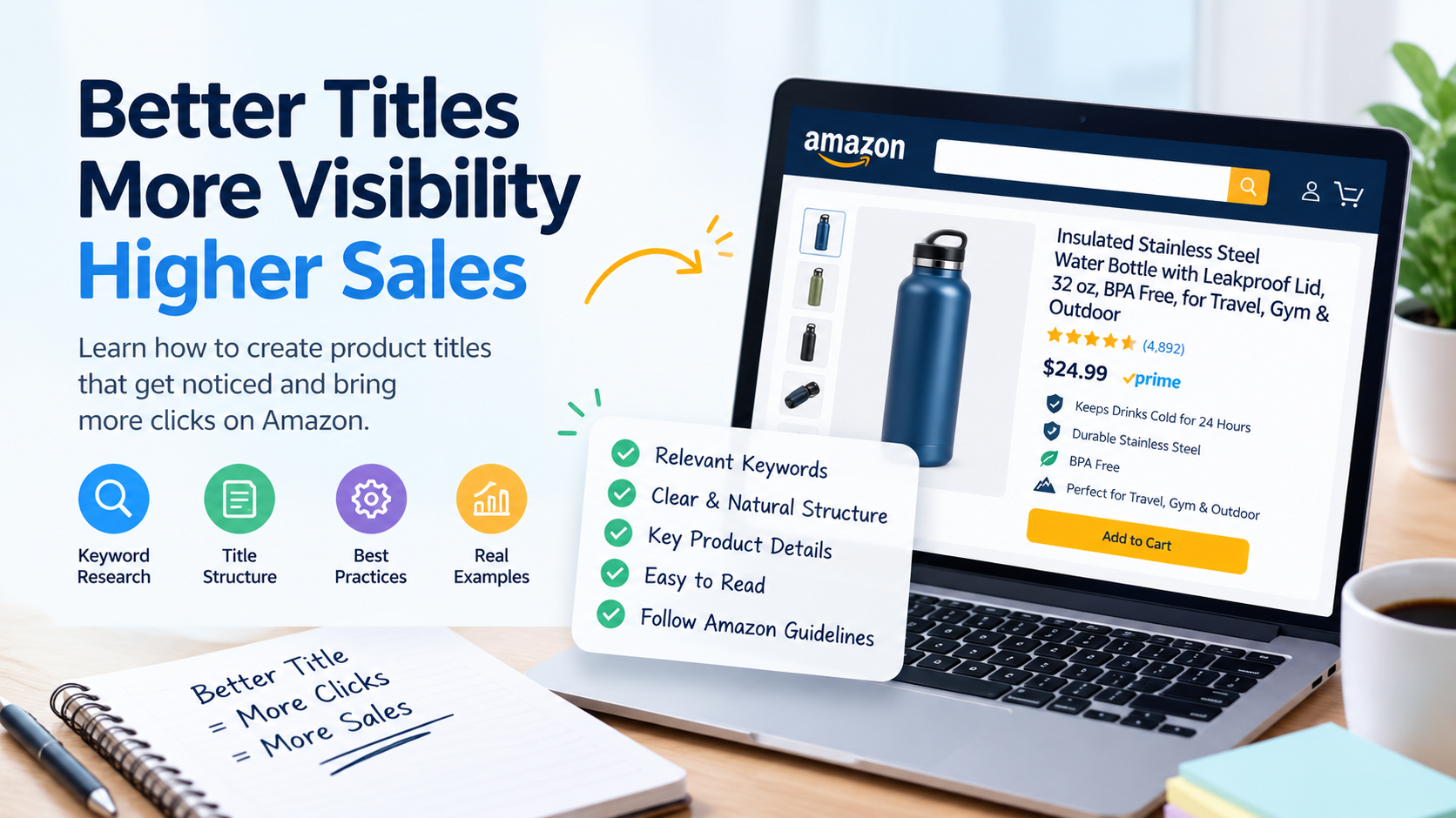 Amazon product title optimization guide with keyword and title best practices
